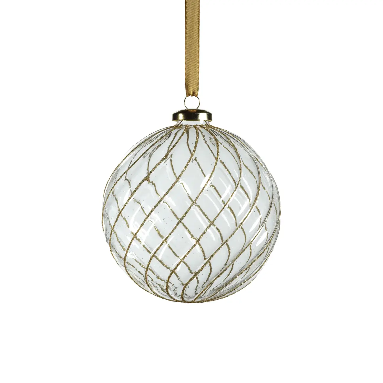 Zodax Swirl Glitter Ball Ornament Clear & Gold