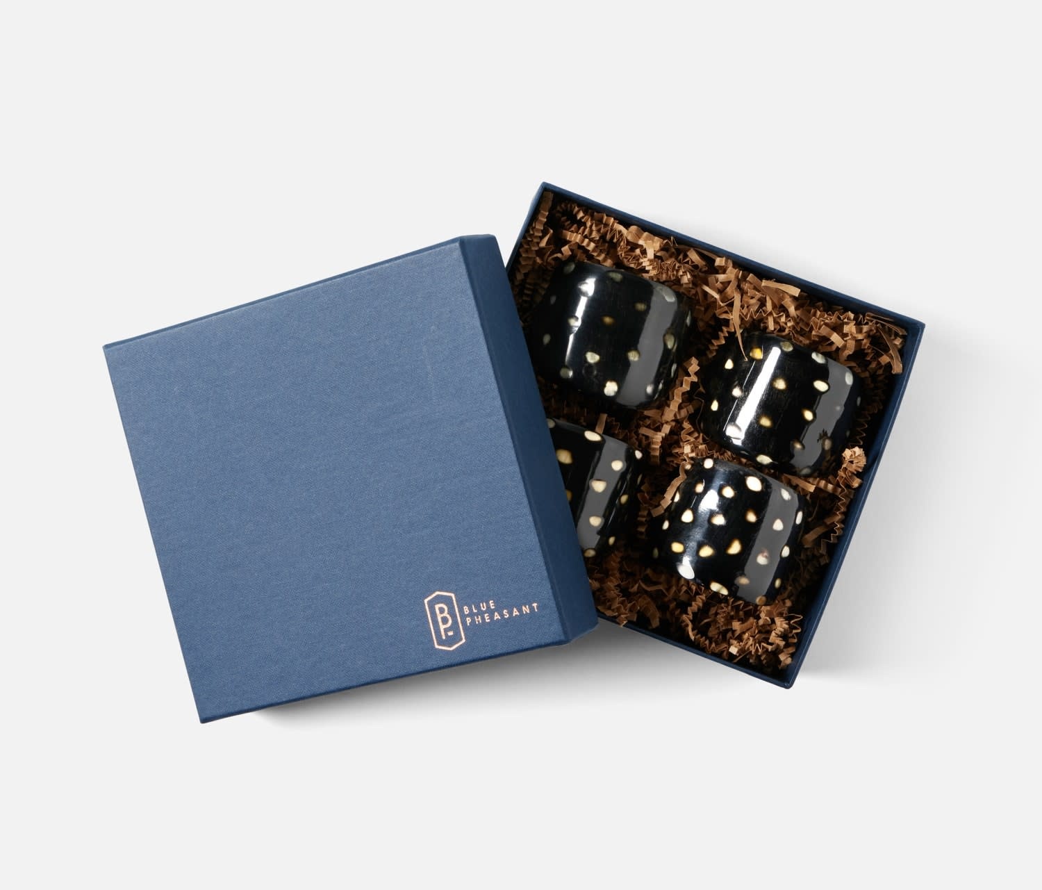 Blue Pheasant Logan Black Napkin Ring Set of 4