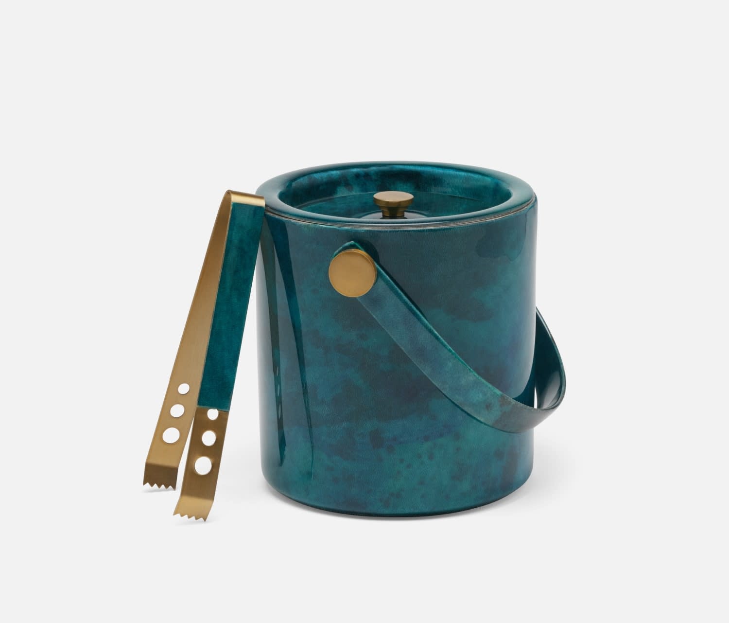 Blue Pheasant Nelson Blue Gloss Ice Bucket w Tongs
