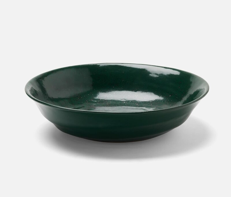 Blue Pheasant Marcus Dark Green Salt Glaze Serving Bowl - Small