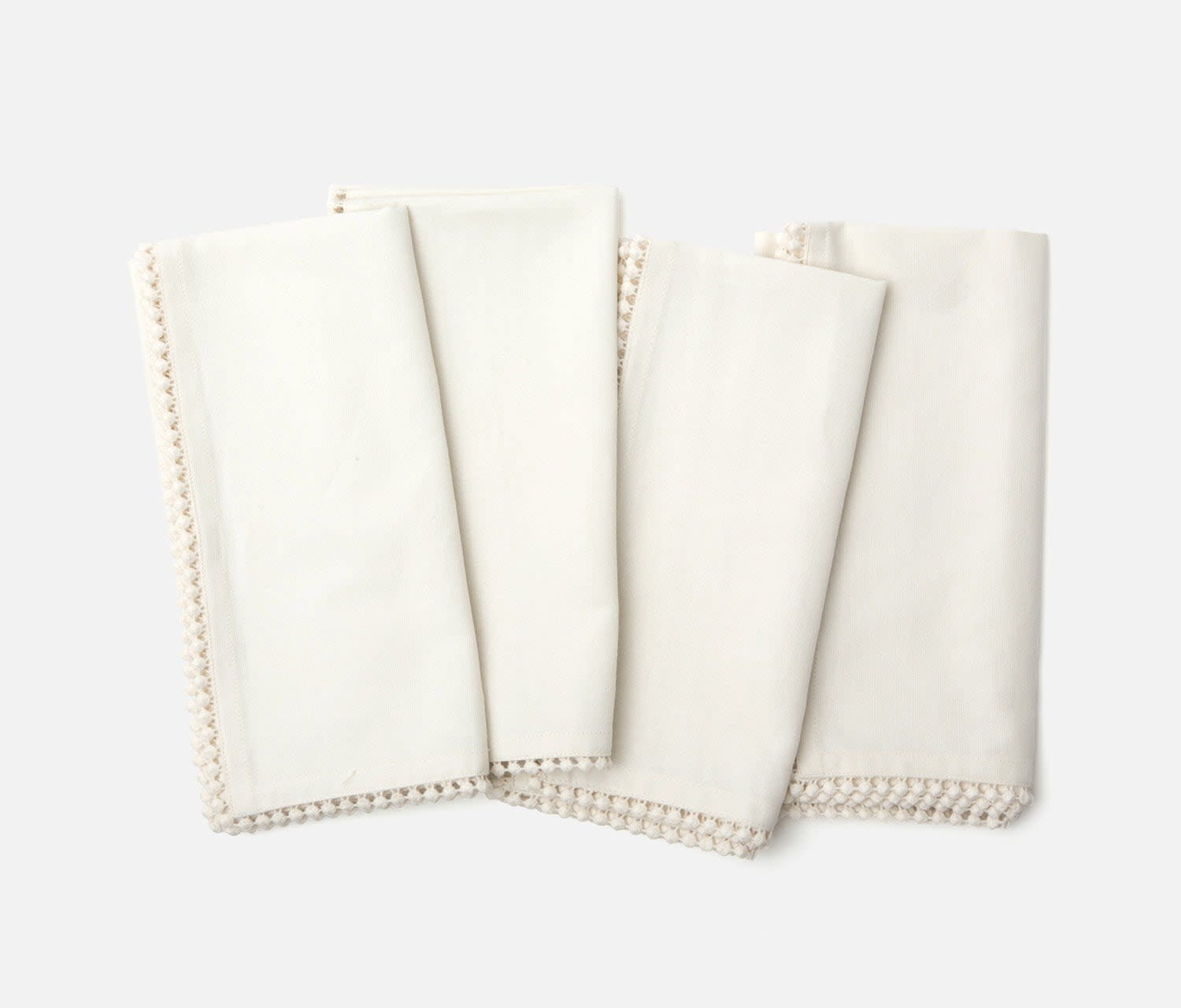 Blue Pheasant Margot Ivory Pom Pom Dinner Napkin - Set of 4