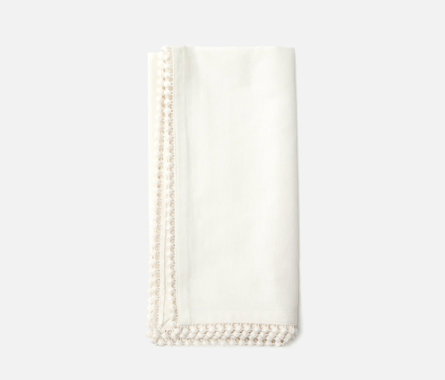 Blue Pheasant Margot Ivory Pom Pom Dinner Napkin - Set of 4