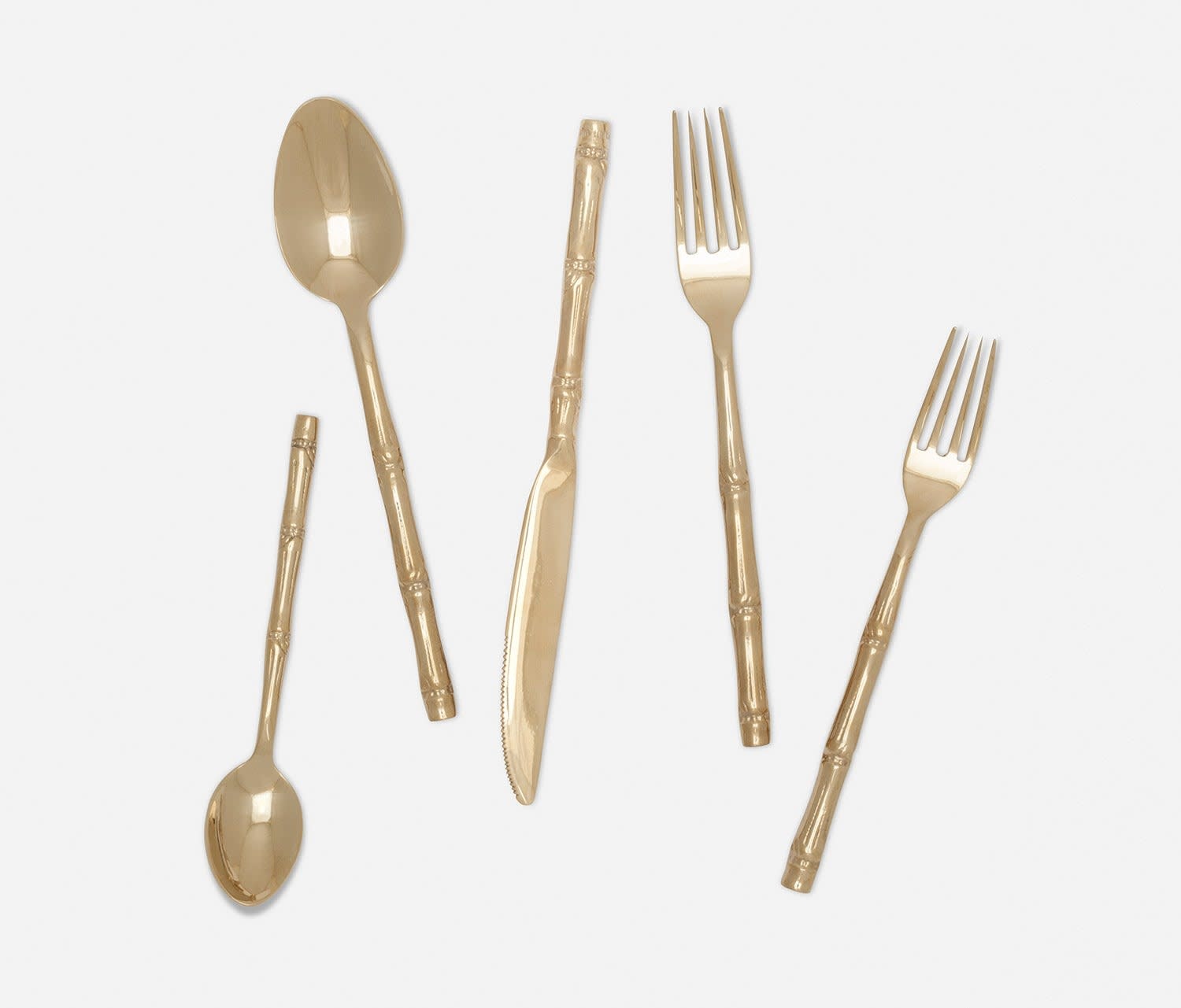 Blue Pheasant Liliana Polished Gold Flatware 5 Piece Set