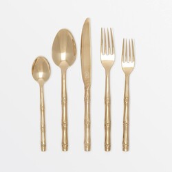 Blue Pheasant Liliana Polished Gold Flatware 5 Piece Set