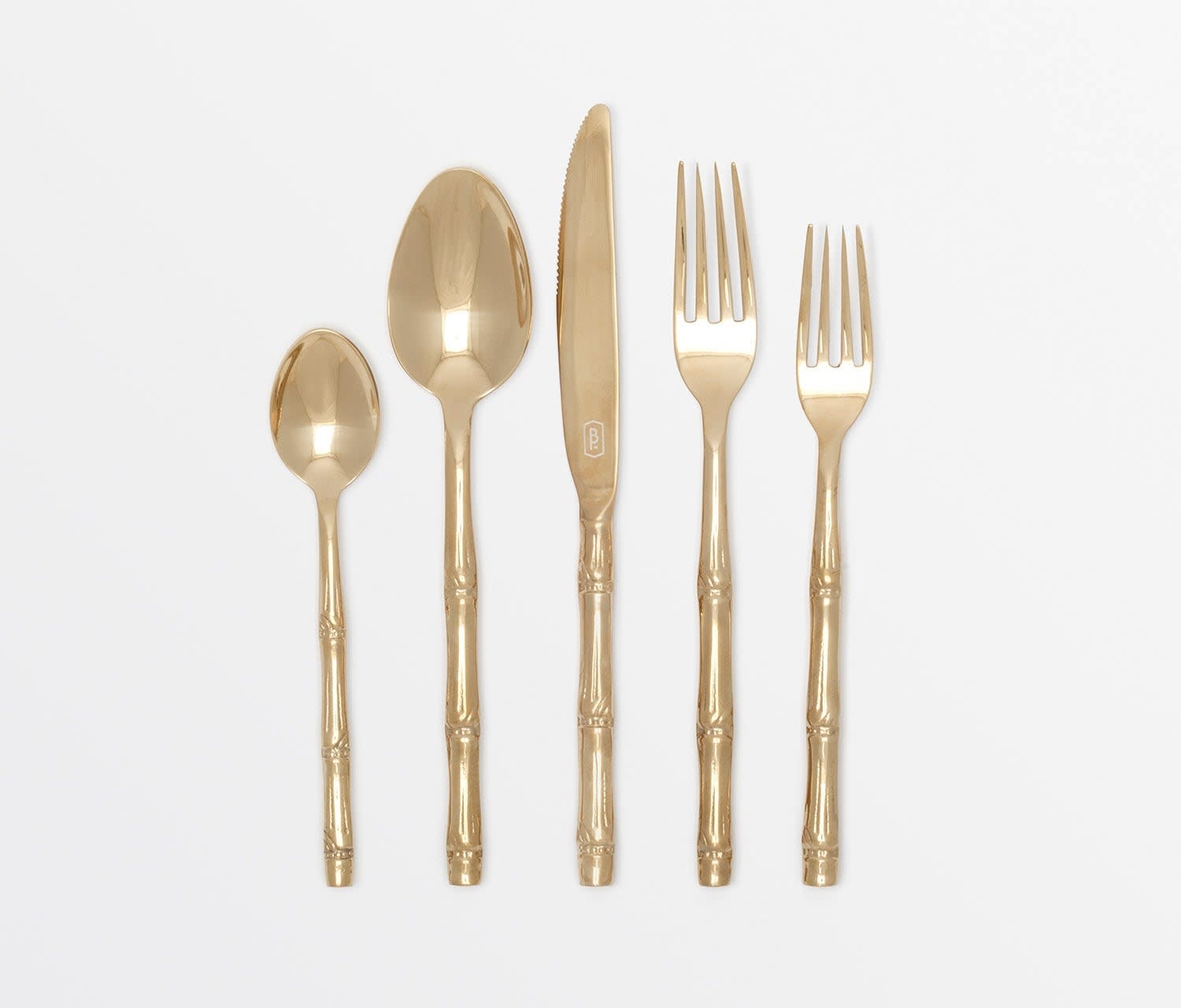 Blue Pheasant Liliana Polished Gold Flatware 5 Piece Set