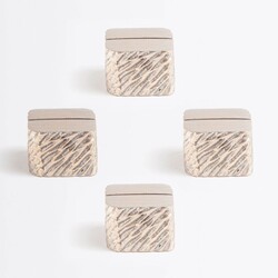 Blue Pheasant Zachary Tarnished Silver Cube Card Holder - Set of 4