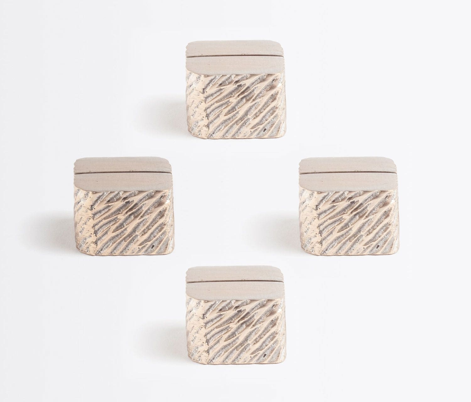 Blue Pheasant Zachary Tarnished Silver Cube Card Holder - Set of 4