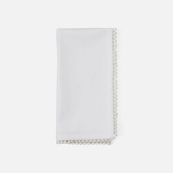 Blue Pheasant Margot White Pom Pom Dinner Napkin - Set of 4