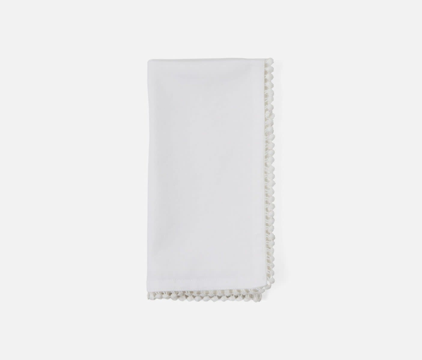 Blue Pheasant Margot White Pom Pom Dinner Napkin - Set of 4