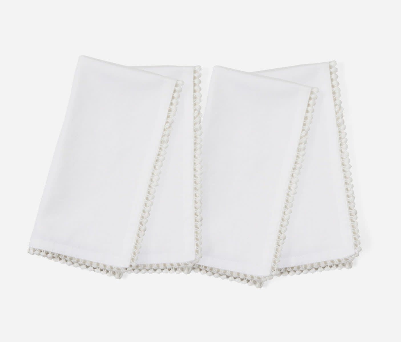 Blue Pheasant Margot White Pom Pom Dinner Napkin - Set of 4