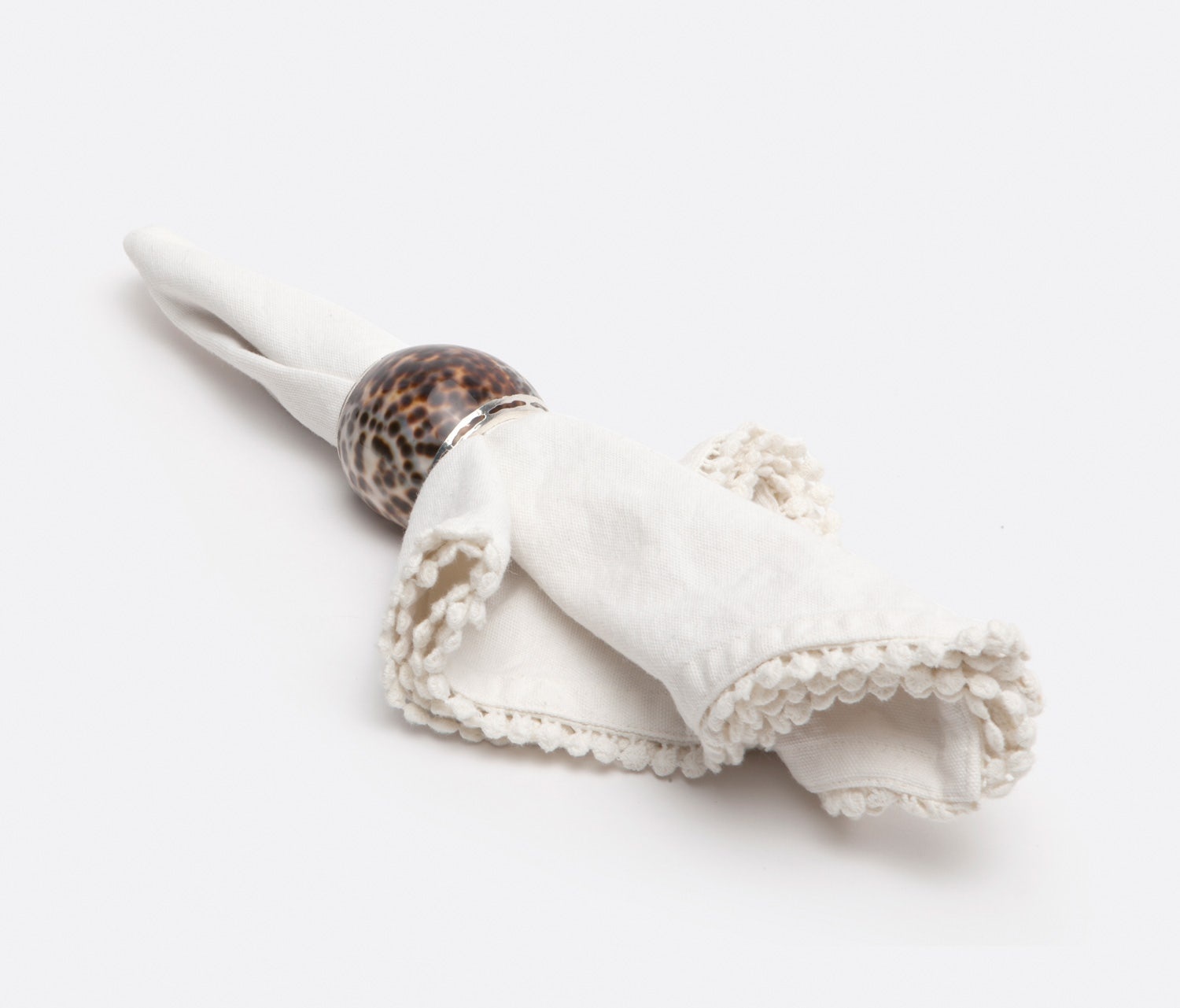 Blue Pheasant Margot Ivory Pom Pom Dinner Napkin - Set of 4