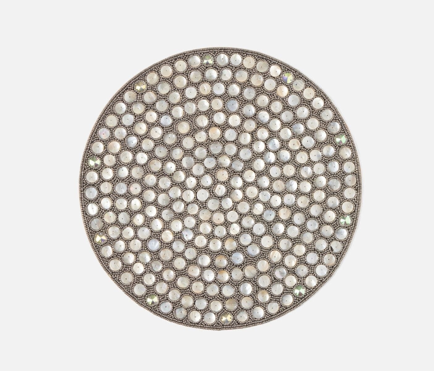 Blue Pheasant Brenda Silver/Sea Seashell Placemat Round