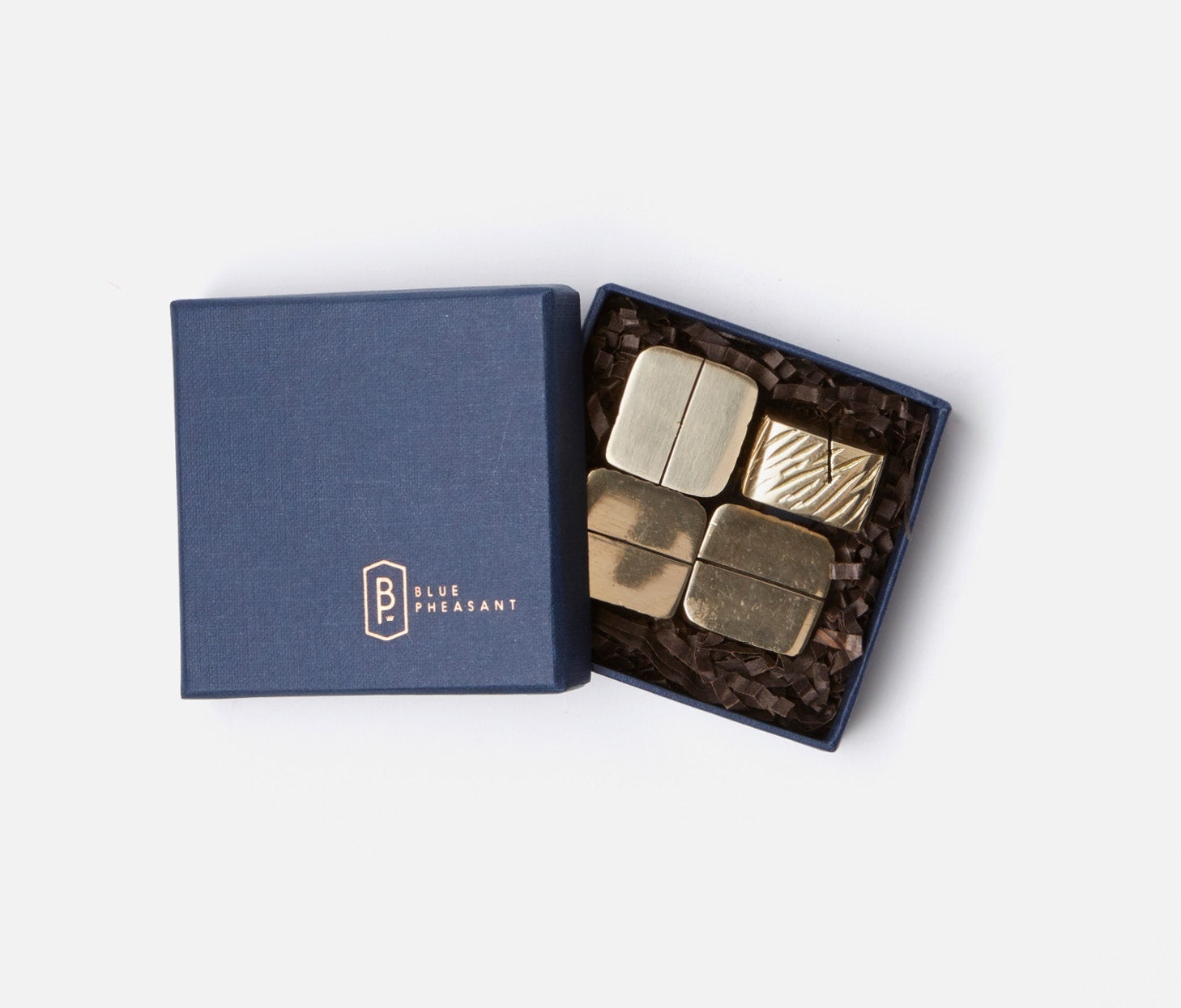 Blue Pheasant Zachary Gold Cube Card Holder - Set of 4