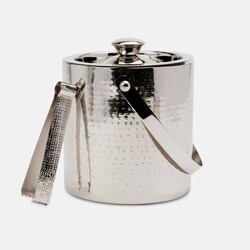 Blue Pheasant Winsford Ice Bucket & Tongs Shiny Nickel