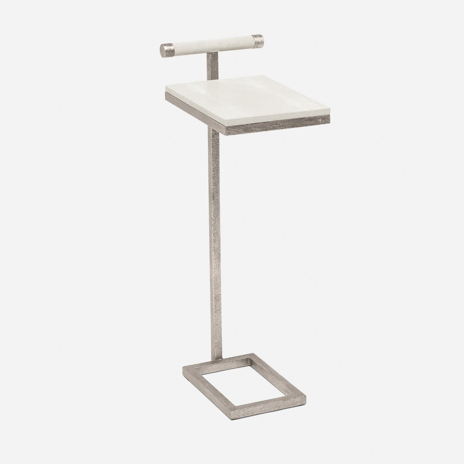 Made Goods Ellery Accent Table Realistic Faux Shagreen/Texturized Silver Steel