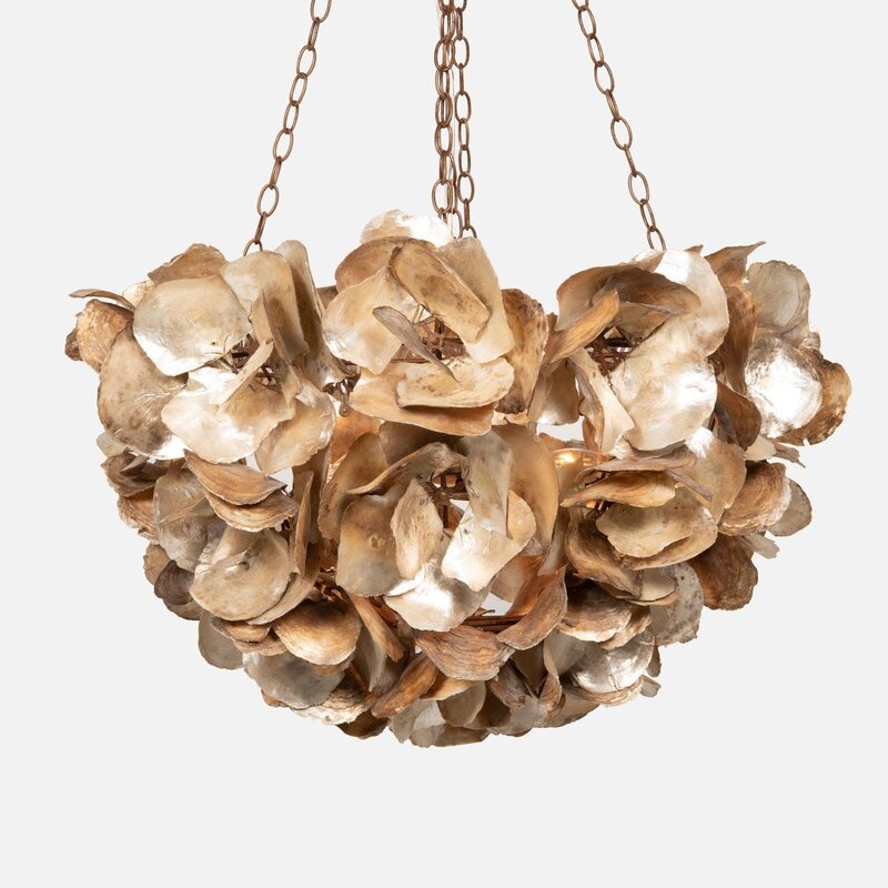 Made Goods Venus Chandelier Champagne Saddle Oyster Shell 35"D x 23"H