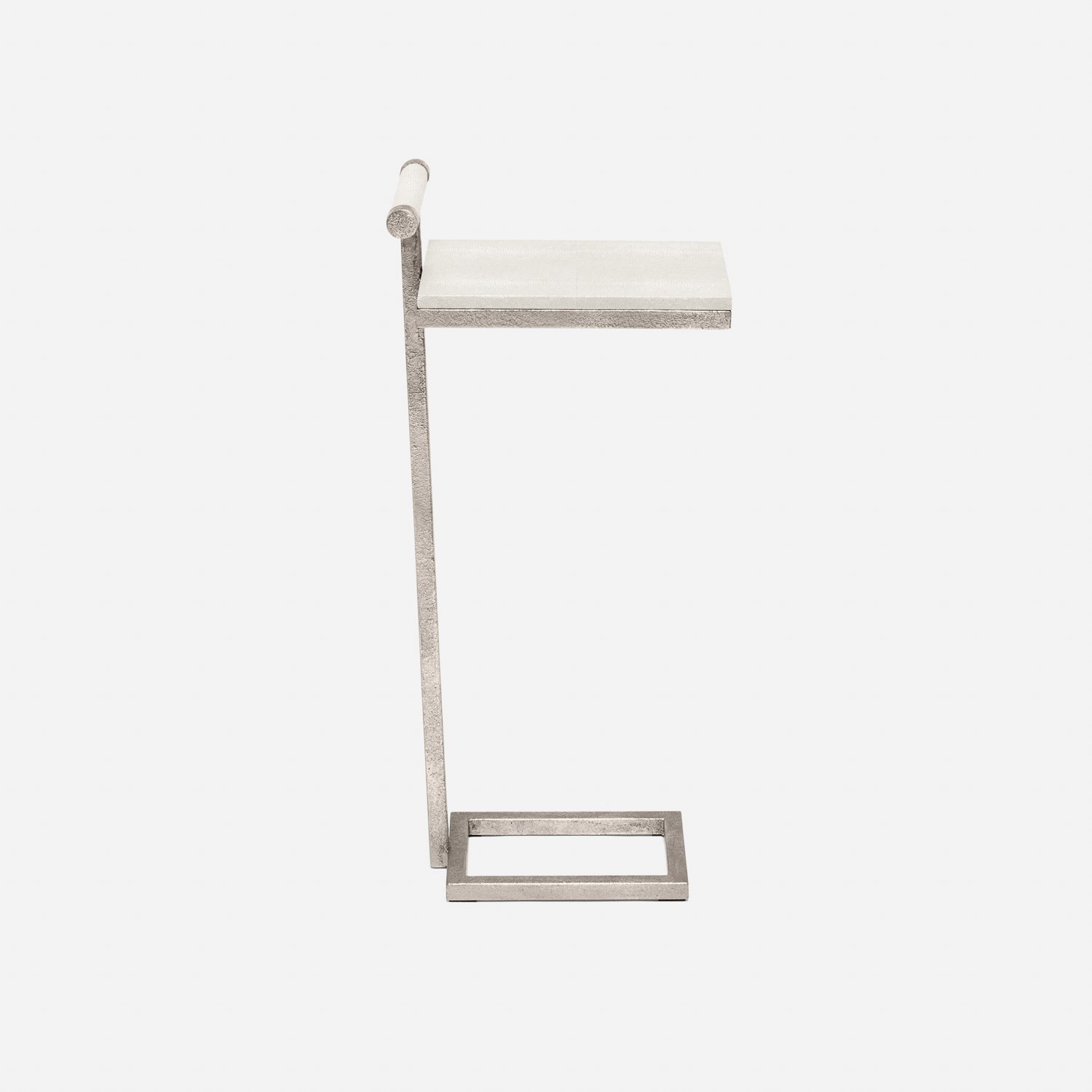 Made Goods Ellery Accent Table Realistic Faux Shagreen/Texturized Silver Steel