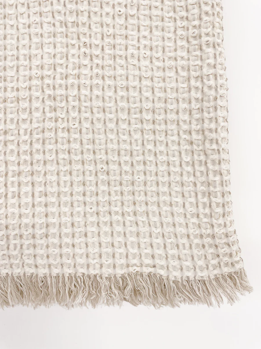 Anaya Home Cool Cotton Waffle Weave Bed Blanket - Ivory