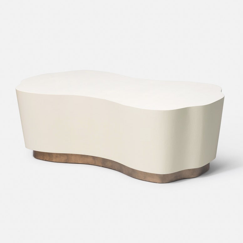 Made Goods Rockwell White Faux Belgian Linen Coffee Table 52''Lx30''Wx17''H