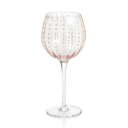 Zodax Portofino White Dot Wine Glass Pink