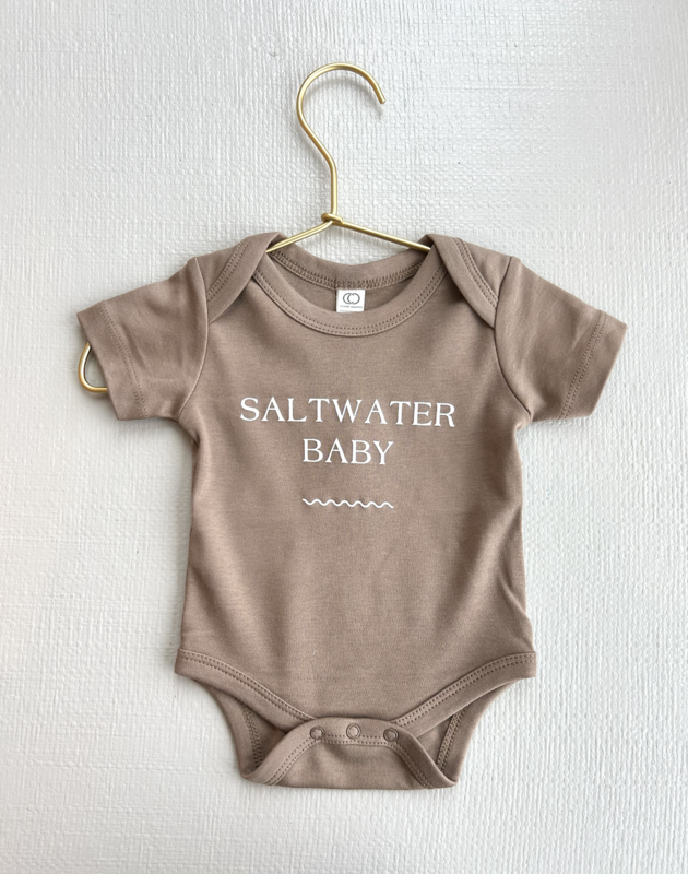 Saltwater House Saltwater Baby Organic Short Sleeve Classic Bodysuit - Truffle