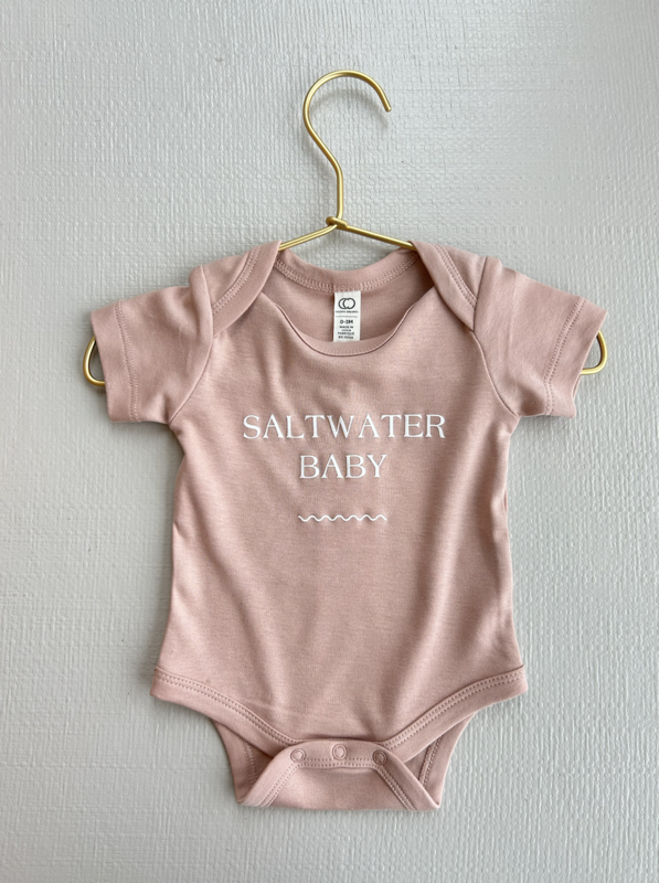 Saltwater House Saltwater House Organic Baby Short Sleeve Classic Bodysuit - Blush