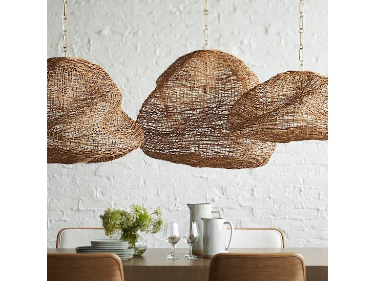 Palecek Andorra Wicker Pendant Small Natural Chandelier 32"W X 31.5"DP X 15.25"H