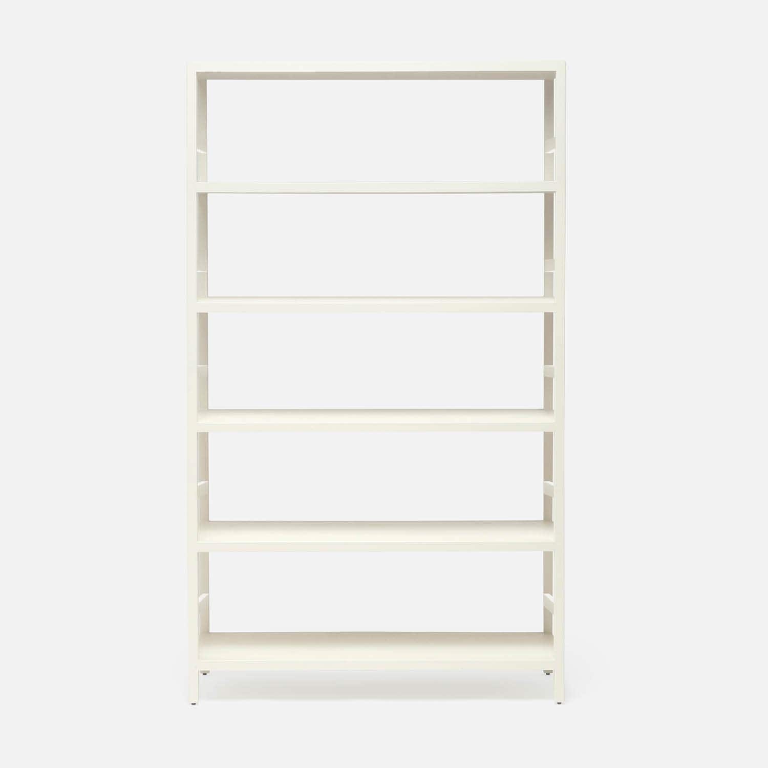 Made Goods Jake Bookcase White Faux Belgian Linen 42"Lx18"Wx79"H
