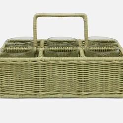 Blue Pheasant Micaela Mint Green Rattan Glassware Holder