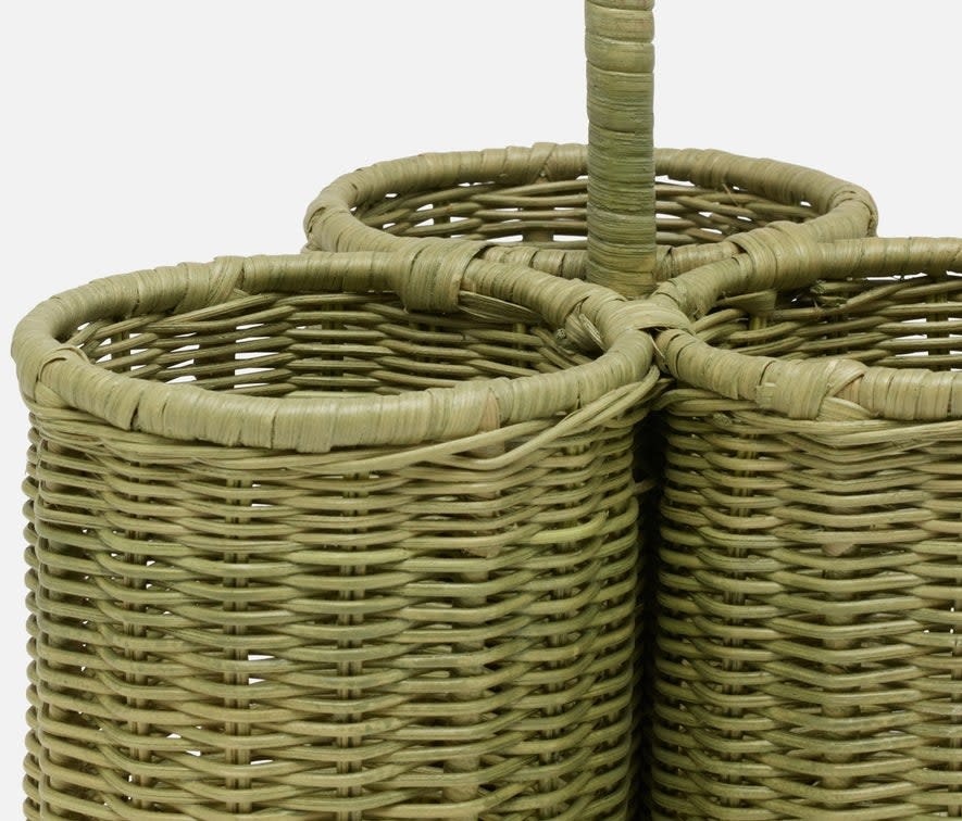 Blue Pheasant Micaela Mint Green Rattan Wine Bottle Holder