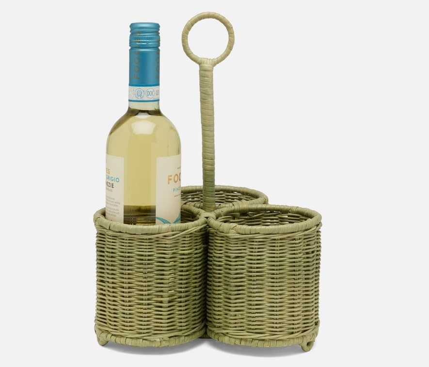 Blue Pheasant Micaela Mint Green Rattan Wine Bottle Holder