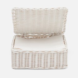 Blue Pheasant Micaela White Rattan Napkin Tray