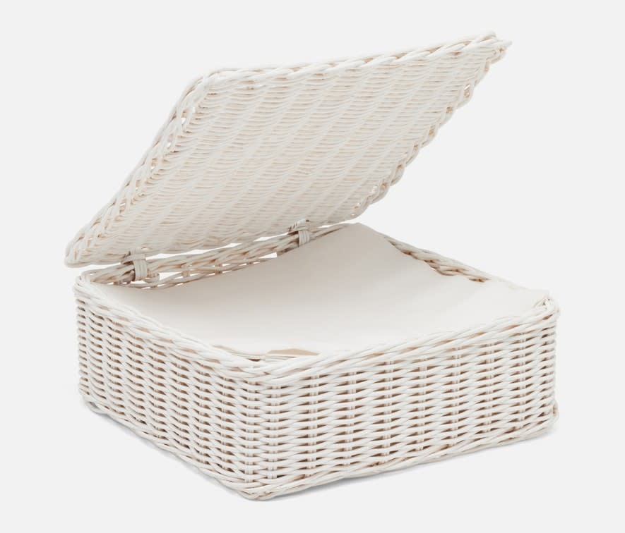 Blue Pheasant Micaela White Rattan Napkin Tray