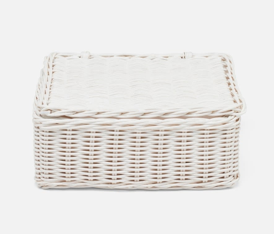 Blue Pheasant Micaela White Rattan Napkin Tray