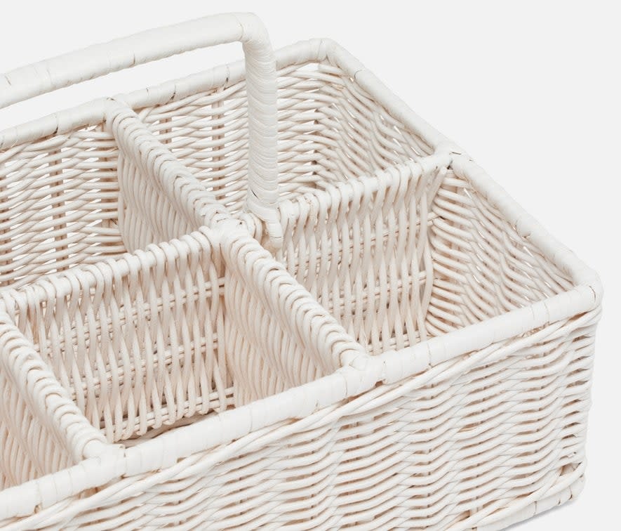 Blue Pheasant Micaela White Rattan Glassware Holder