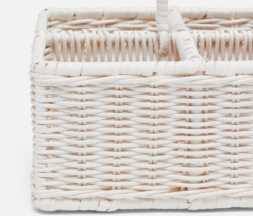 Blue Pheasant Micaela White Rattan Glassware Holder