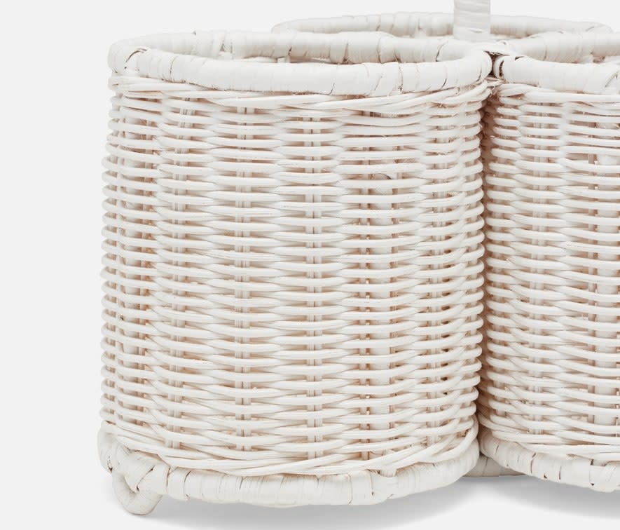 Blue Pheasant Micaela White Rattan Wine Bottle Holder