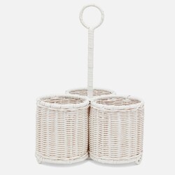 Blue Pheasant Micaela White Rattan Wine Bottle Holder