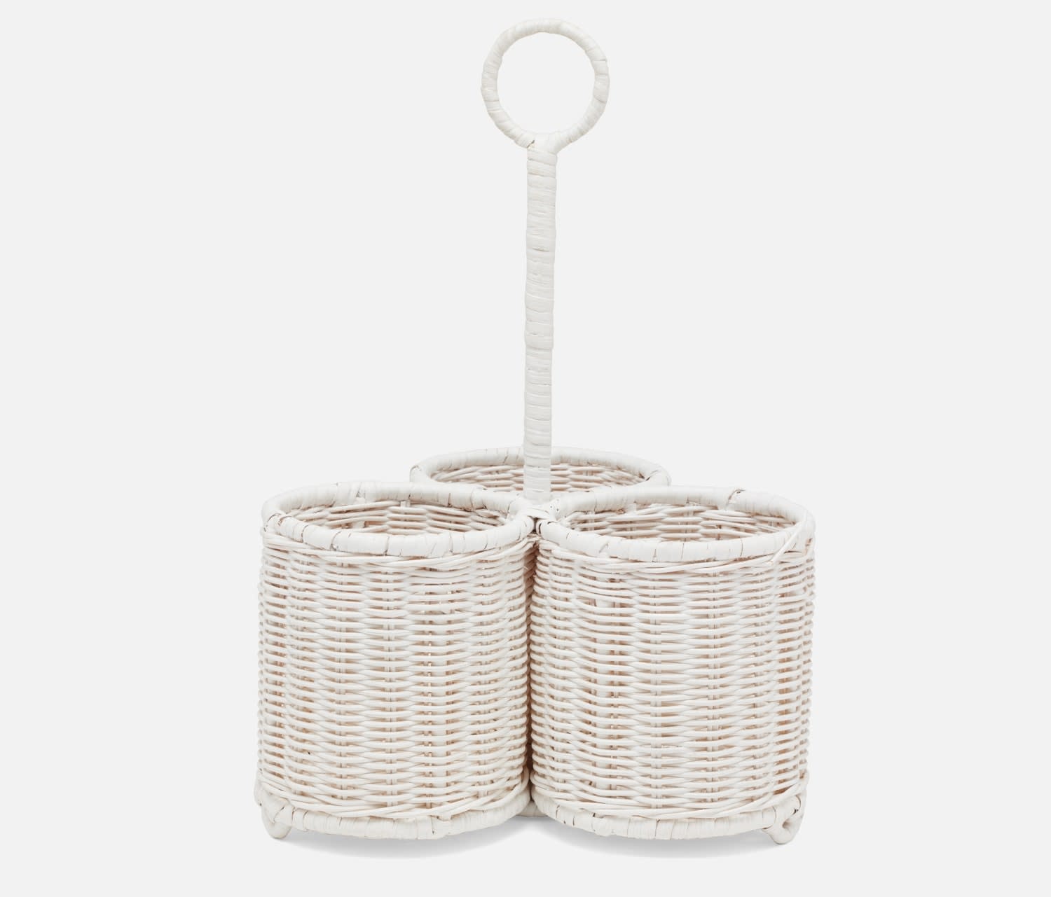 Blue Pheasant Micaela White Rattan Wine Bottle Holder