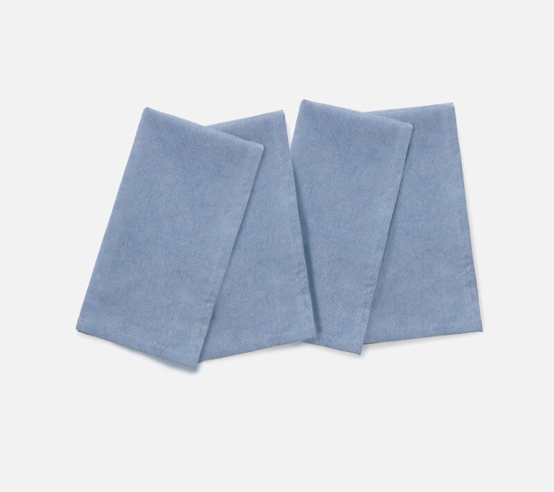 Blue Pheasant Cohan Light Blue Cotton Acid Wash Napkins - Set of 4