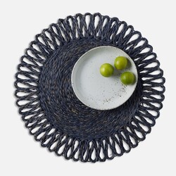 Blue Pheasant Teigan Navy Floral Round Placemat