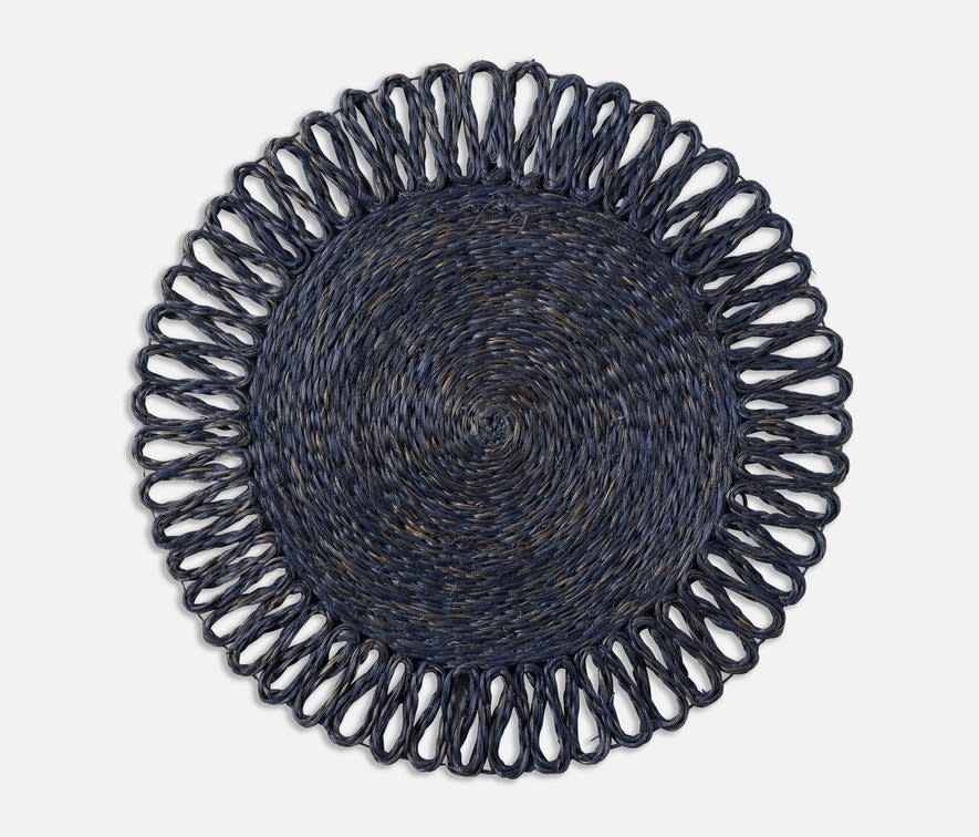 Blue Pheasant Teigan Navy Floral Round Placemat