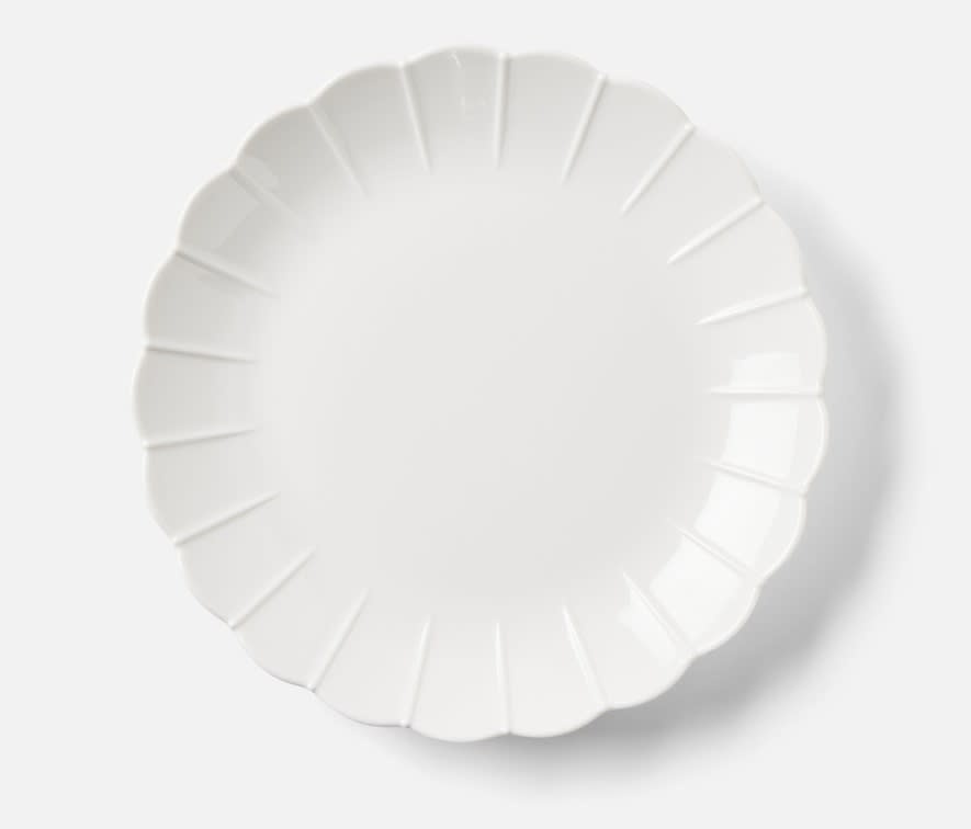 Blue Pheasant Iris White Melamine Scallop Dinnerware - Set of 4