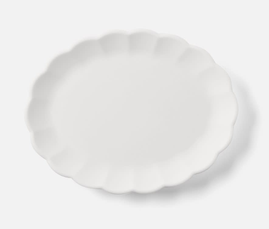 Blue Pheasant Iris White Melamine Scallope Oval Serving Platter Large