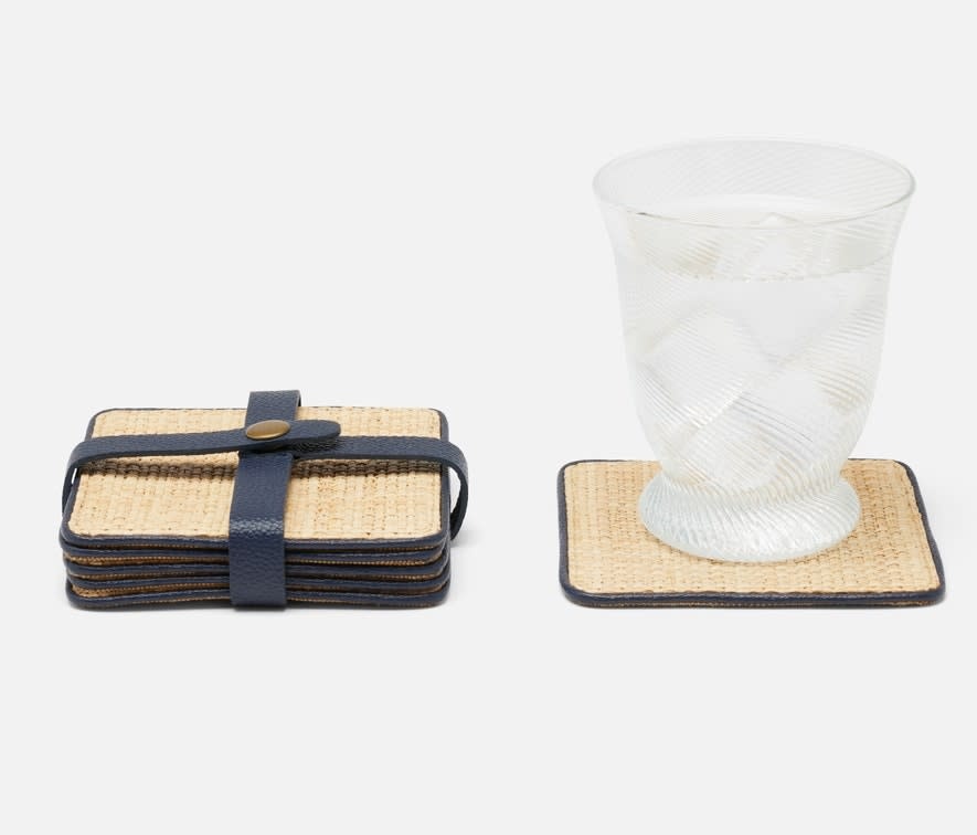 Blue Pheasant Kenneth Coasters Natural/Navy Set of 6