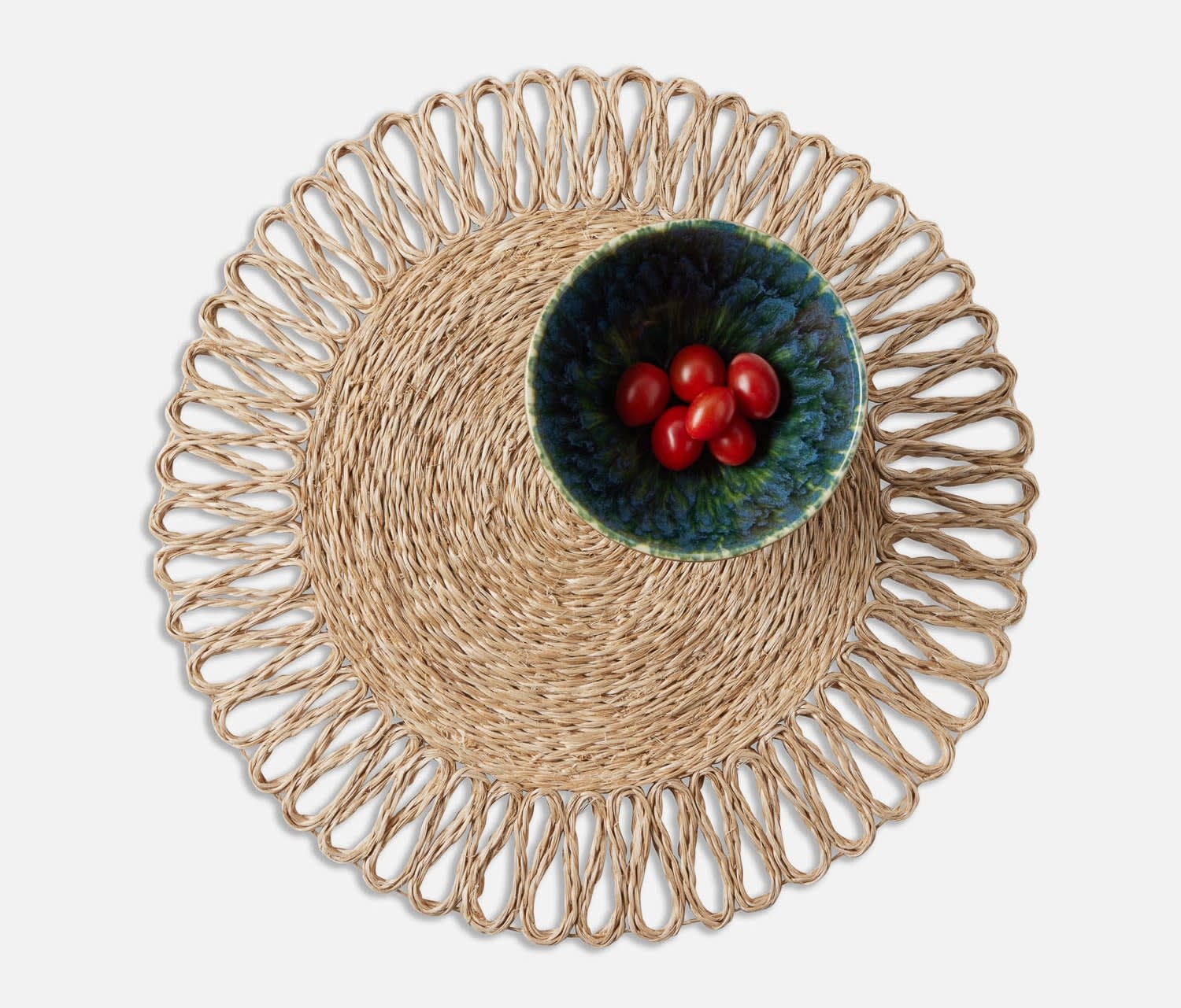 Blue Pheasant Teigan Natural Floral Design Round Placemat