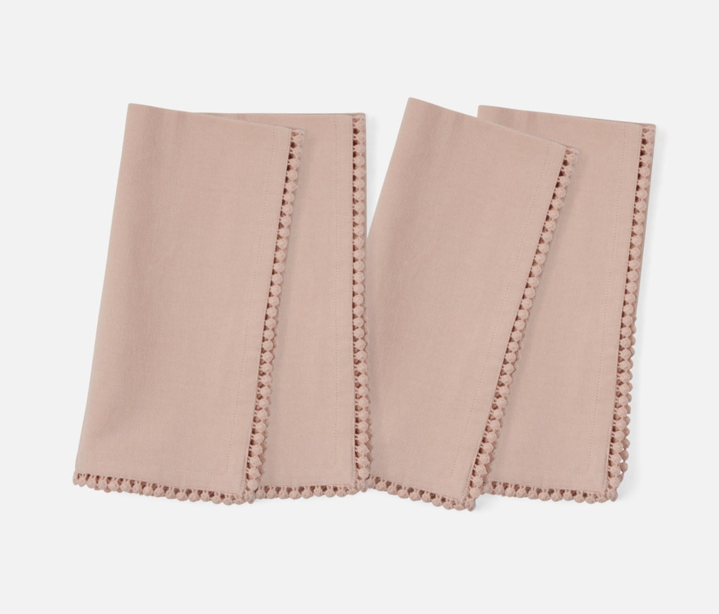 Blue Pheasant Margot Dusty Rose Pom Pom Dinner Napkin - Set of 4