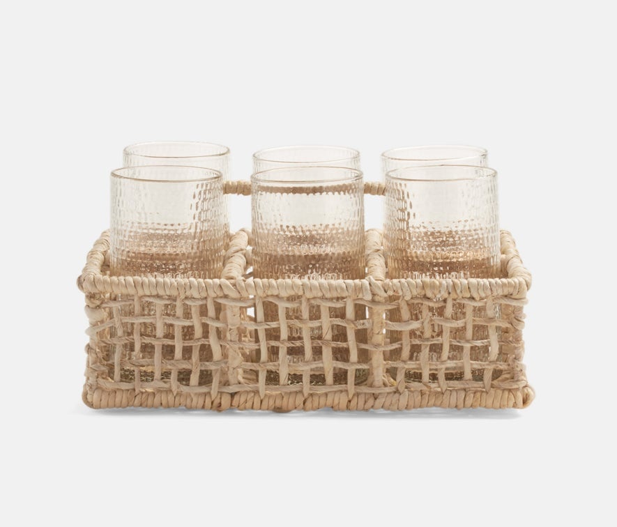Blue Pheasant Ericson Natural Rattan Glassware Caddy