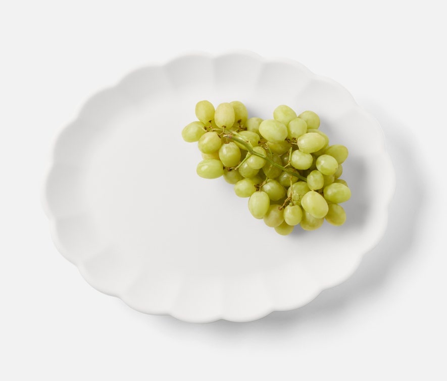 Blue Pheasant Iris White Melamine Scallope Oval Serving Platter Large