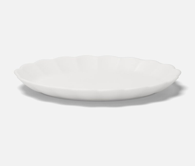Blue Pheasant Iris White Melamine Scallope Oval Serving Platter Small